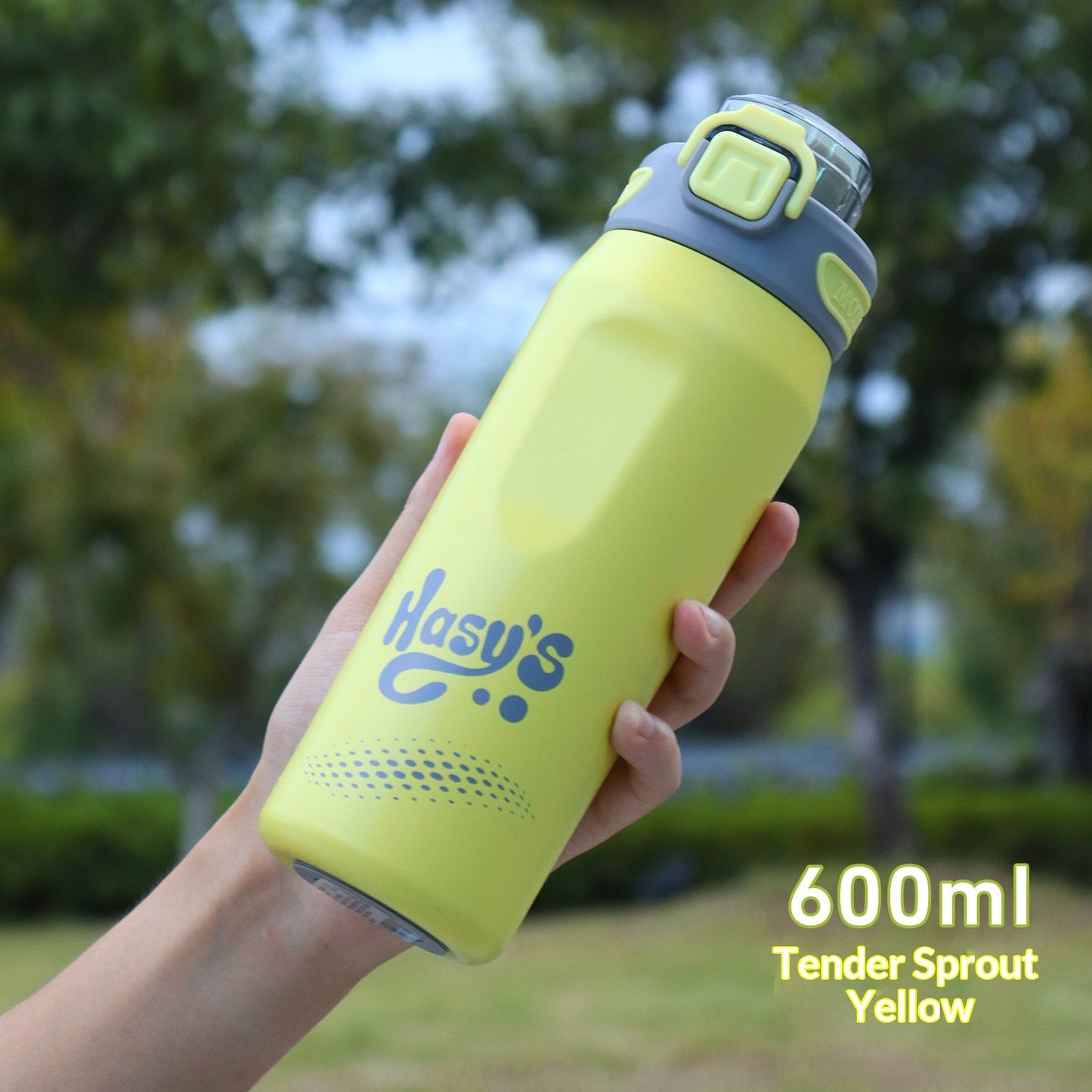 600ml Stainless Steel Outdoor Water Bottle with Carrying Strap - Multiple Colors