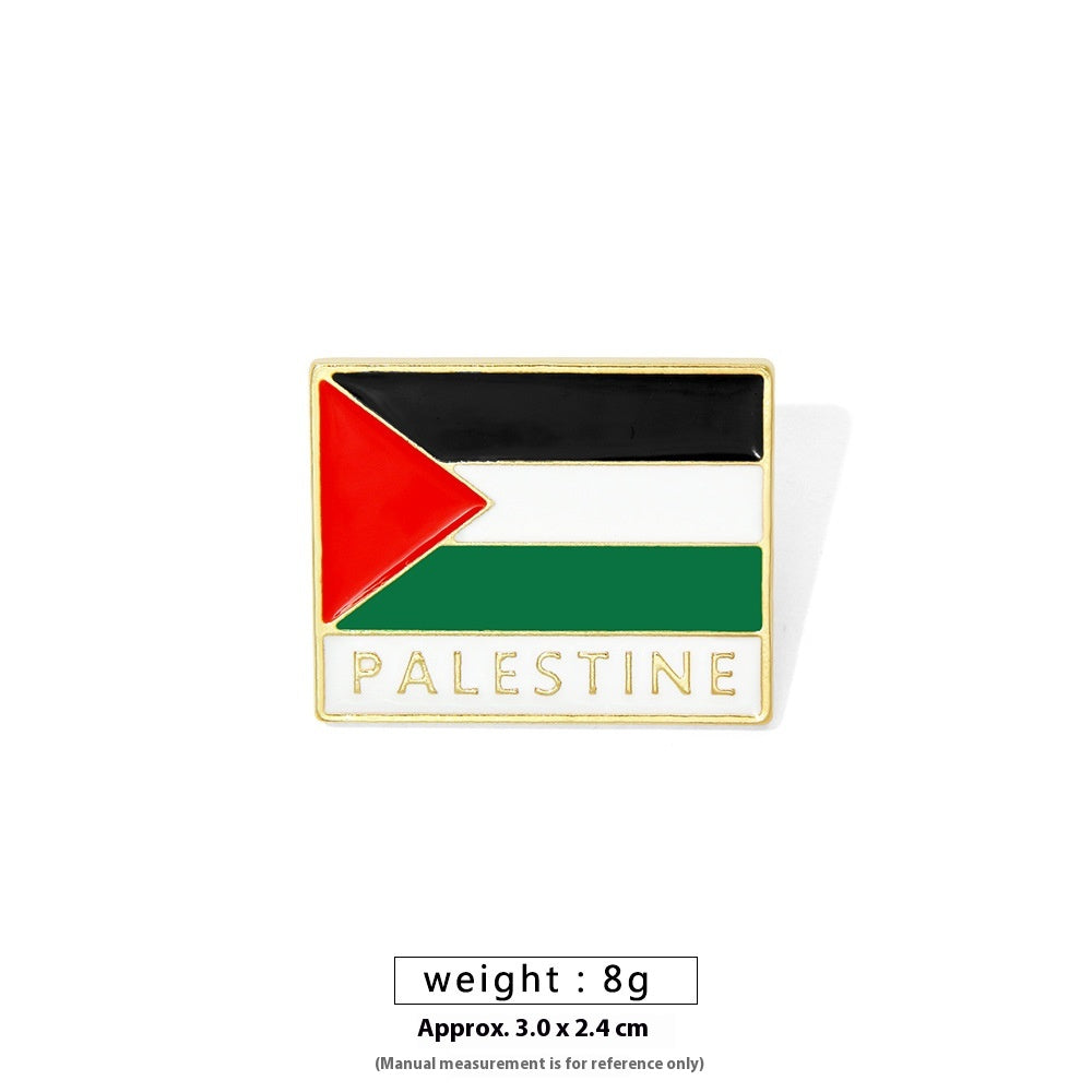Free Palestine Flag Brooch Pin - Gold & Black Badge for Clothes & Accessories