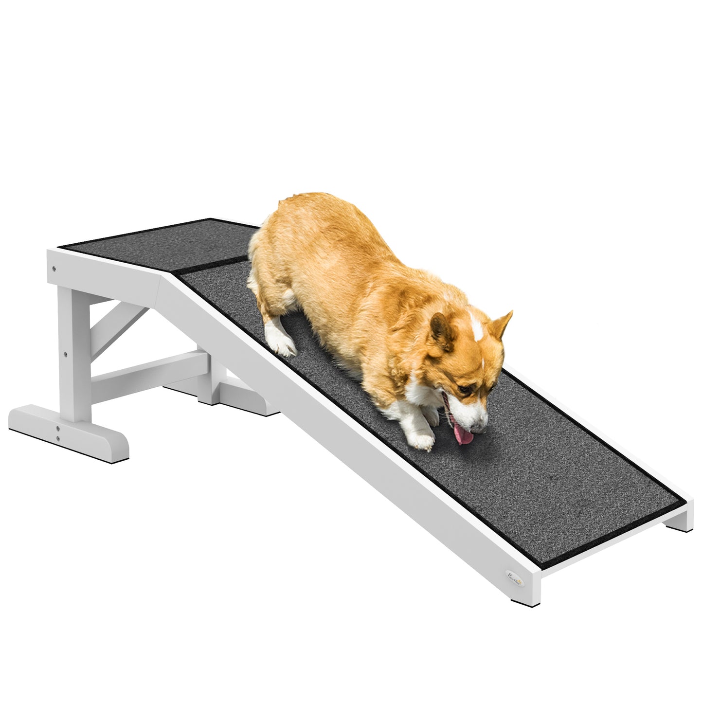 49-Inch Dog & Cat Ramp with Non-Slip Carpet - White, Lightweight & Durable