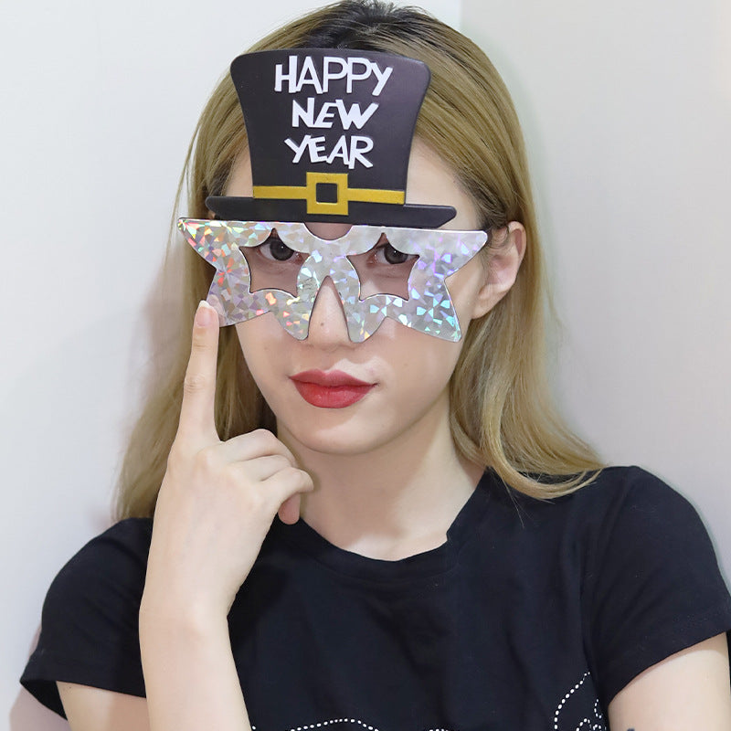 Funny New Year Party Glasses Supplies Photo Props Unisex Dress Up Accessories