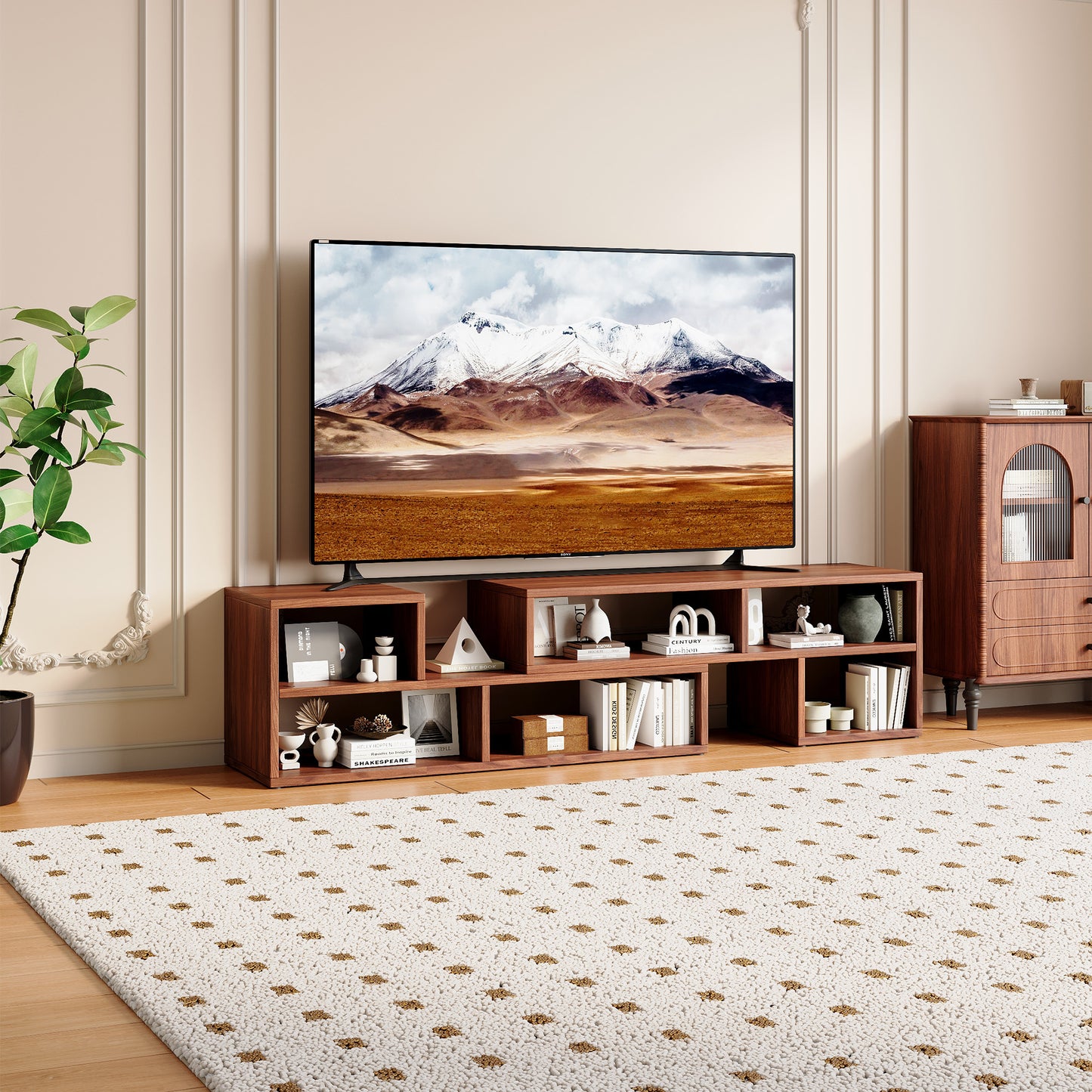 Modular Dark Walnut TV Stand - Adjustable Media Console