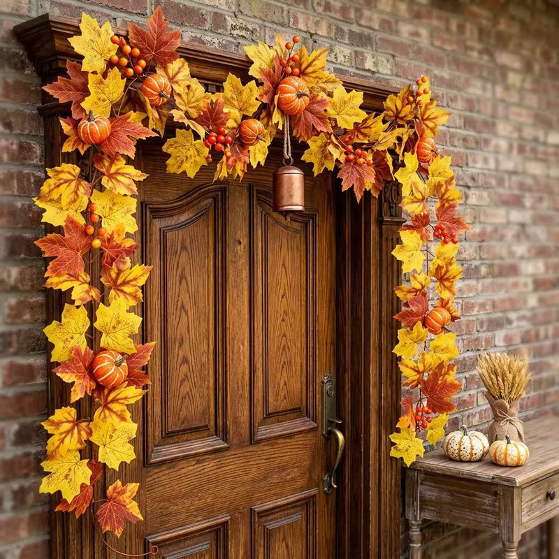 Artificial Maple Leaf and Vine Door Hanging Decoration for Home & Garden