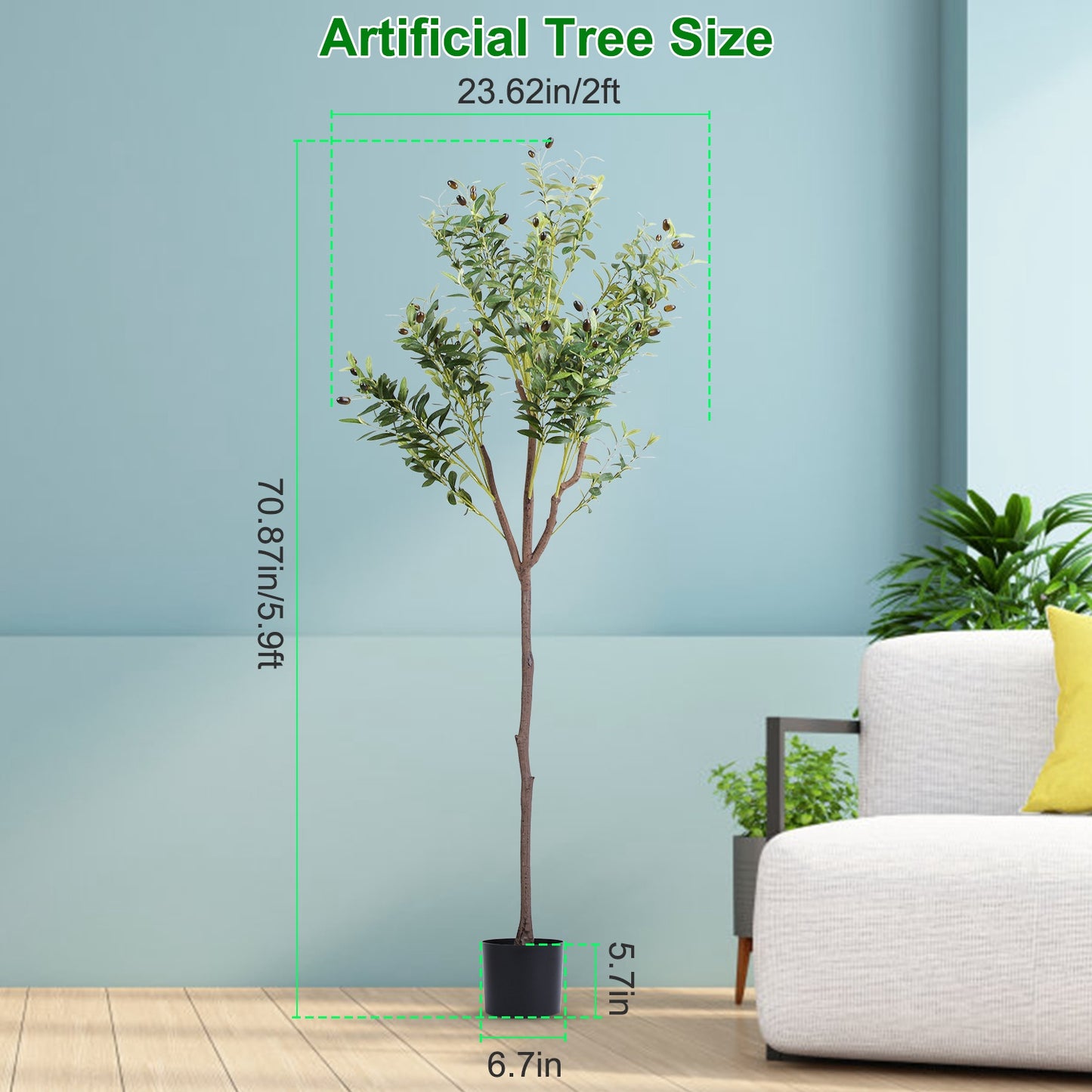 5.9FT Artificial Olive Tree - Lush Faux Potted Plant