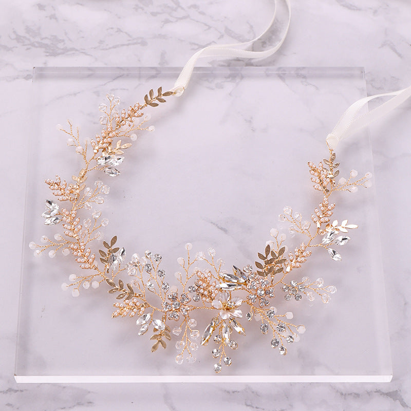 Children's Floral Crystal Headband - Gold
