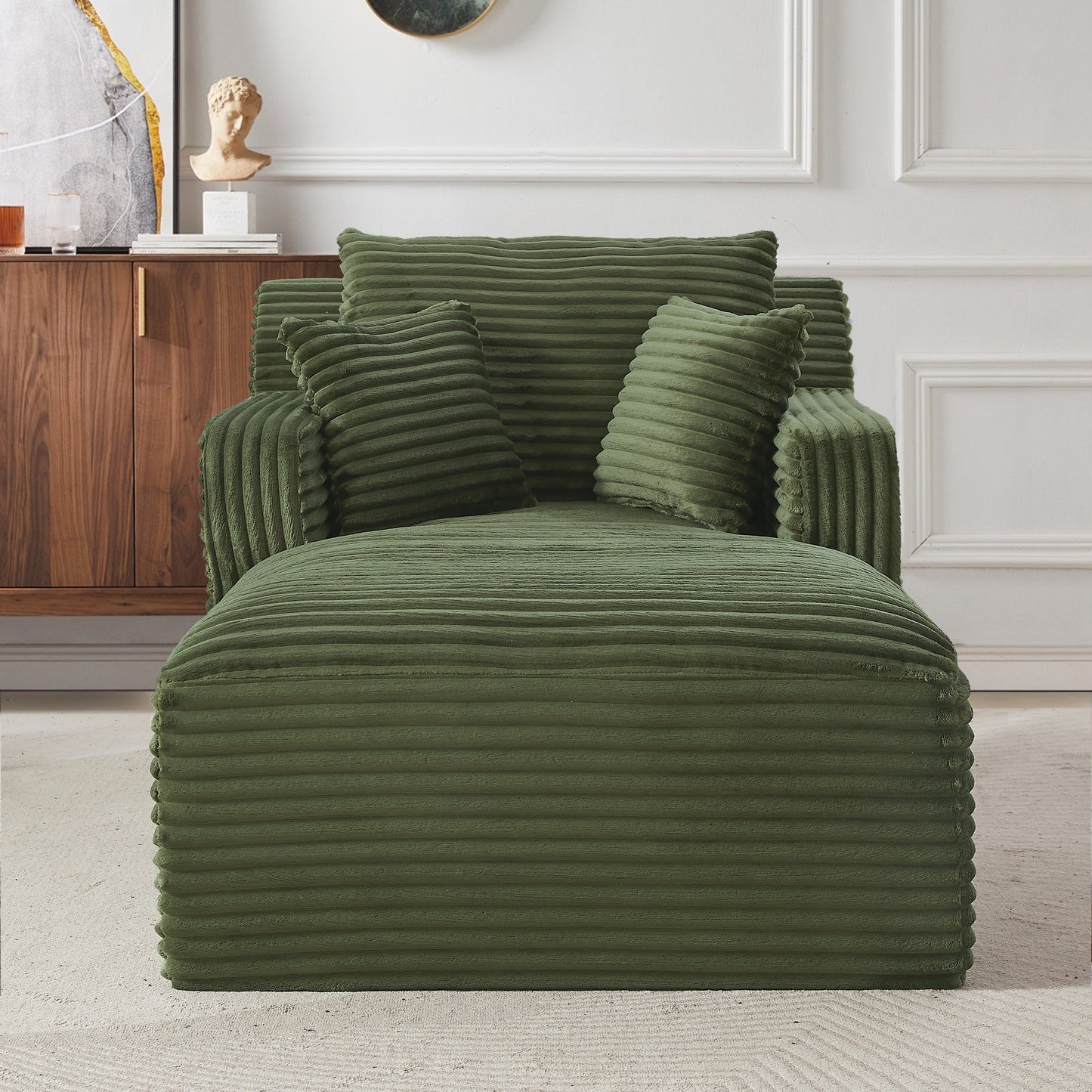 Indoor Single Chaise Sofa, Modern Corduroy Upholstery, No Assembly