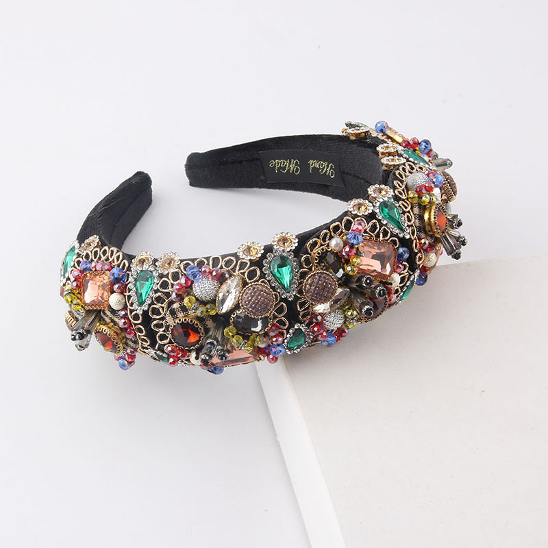 Baroque Diamond Headband - Black