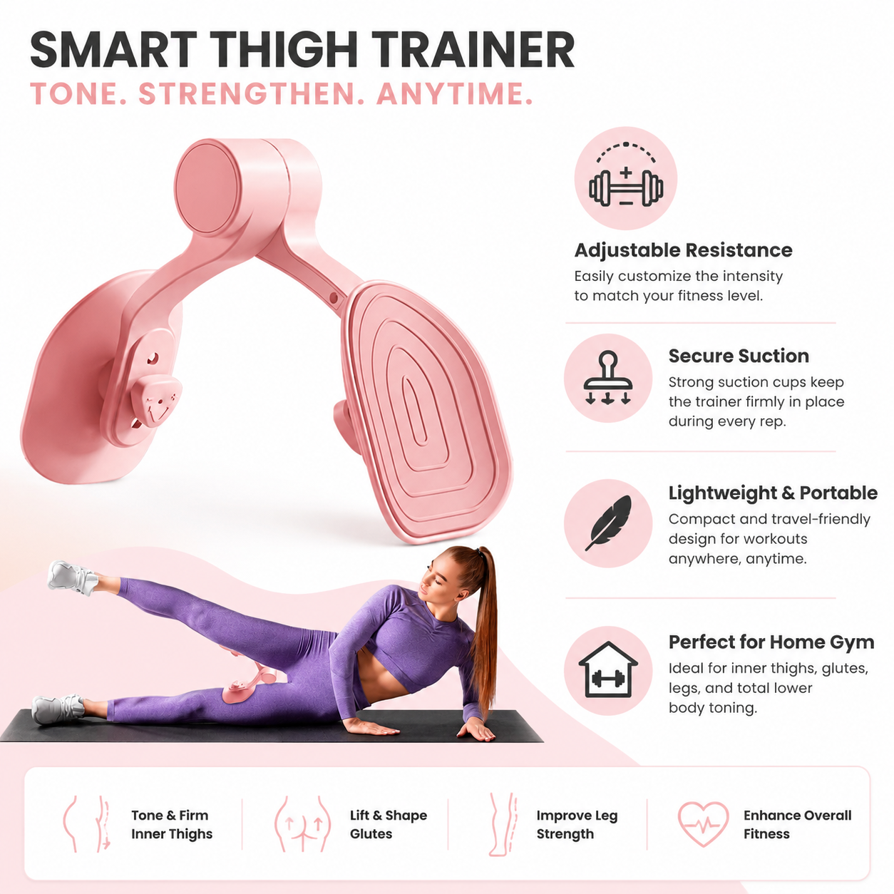 Leg and Hip Trainer - Inner Thigh Toner for Home Workouts