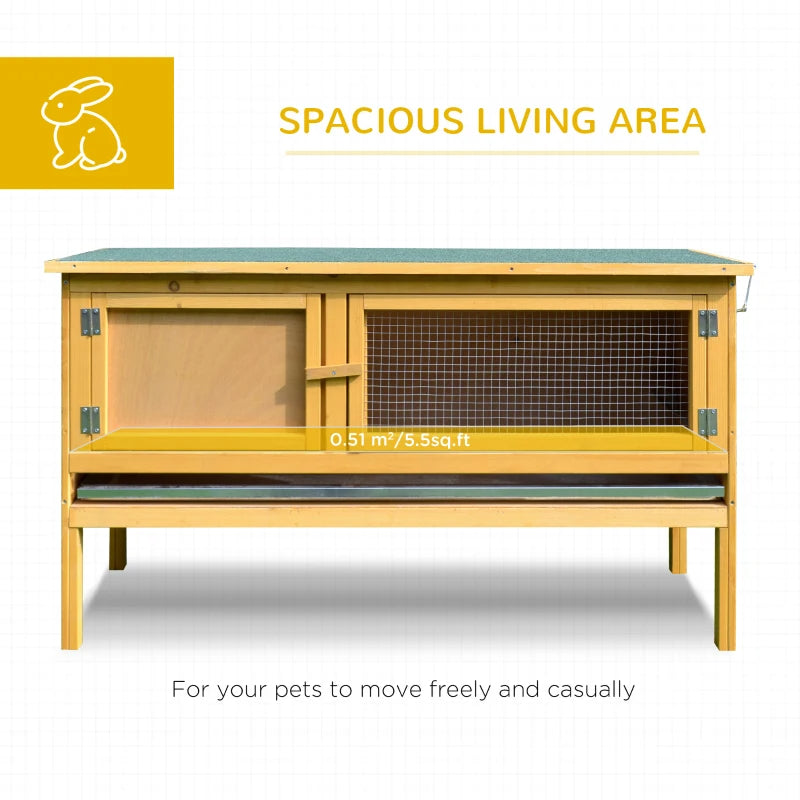 Wooden Rabbit Hutch with Waterproof Roof and Removable Tray - Pet House for Small Animals