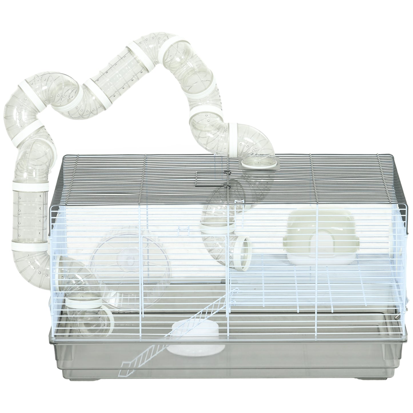 Small Animal Cage for Gerbils & Dwarf Hamsters with Tubes Exercise Wheel Food Dish