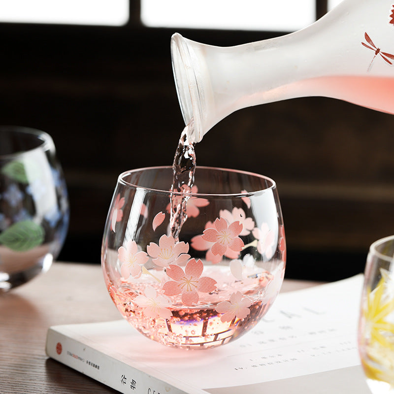 Cherry Blossom Tumbler Glass Cup for Home Office Drinkware