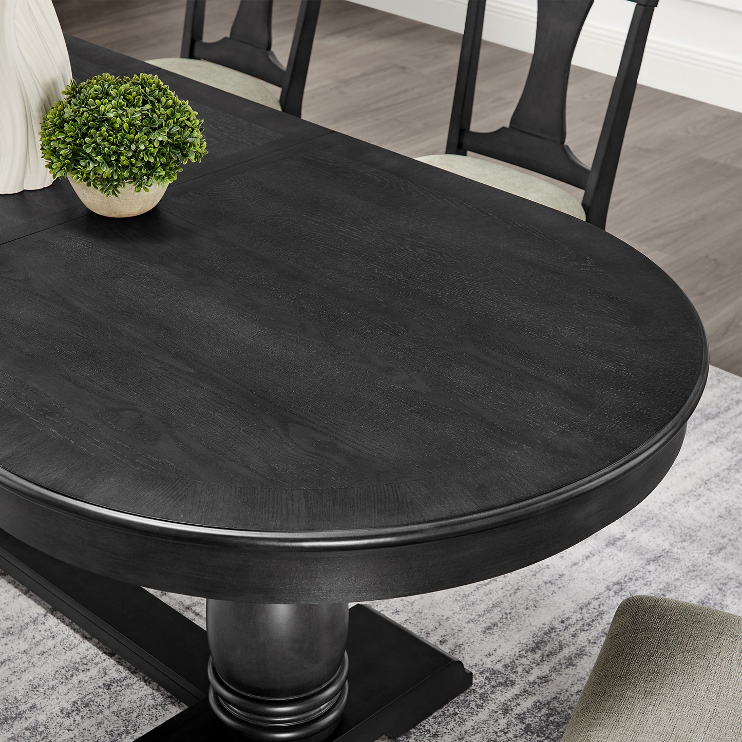94 Inch Extendable Wooden Dining Table for 6 - Dark Oak