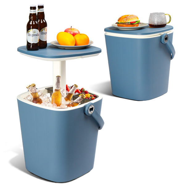 4 Gallon Portable Outdoor Cooler Table with Lid & Bottle Opener