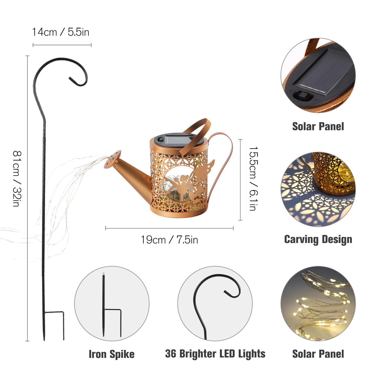 Solar Watering Can Garden Lights Outdoor Waterproof Decorative Pathway Lamps