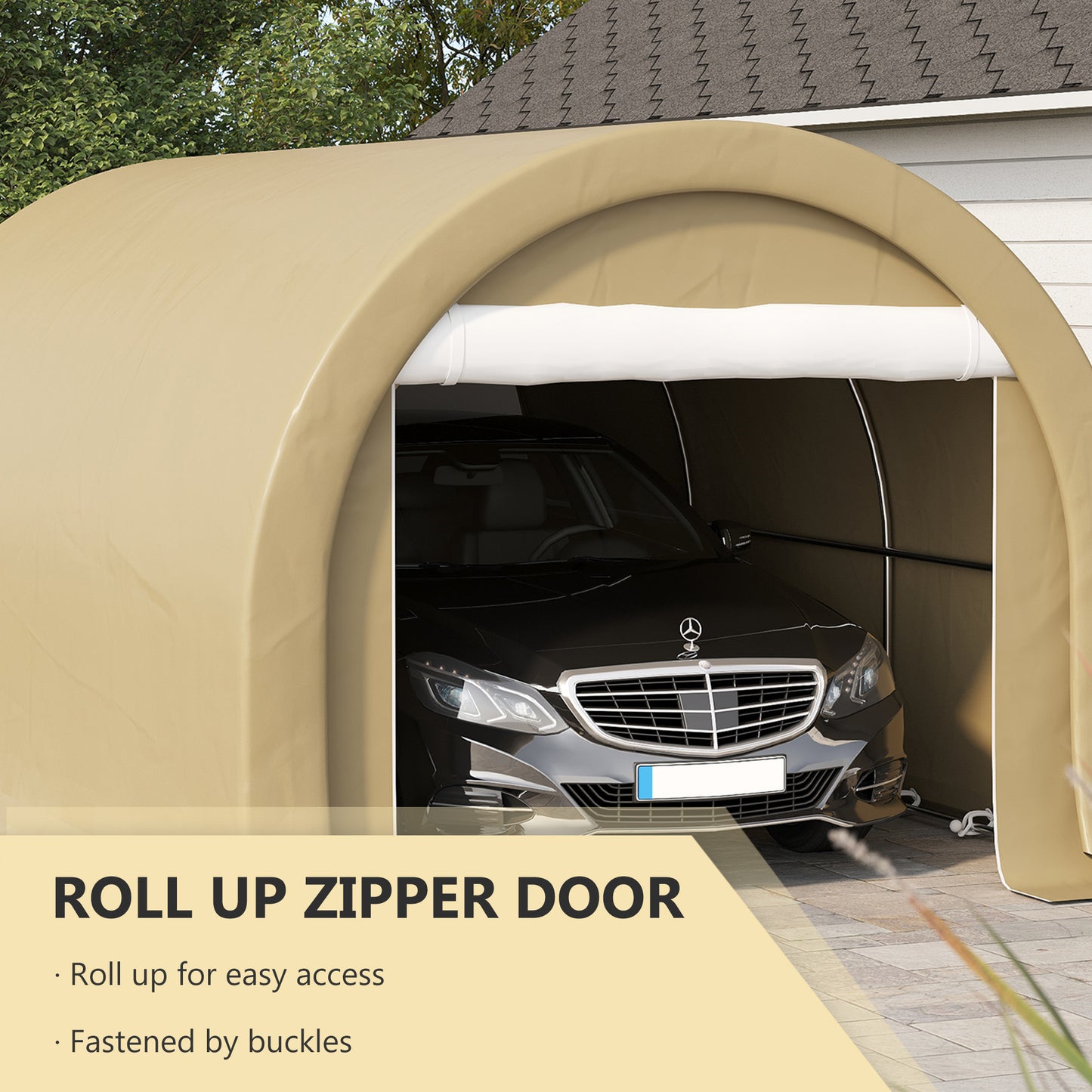 Heavy Duty Portable Garage Canopy - 10x16 ft, Beige