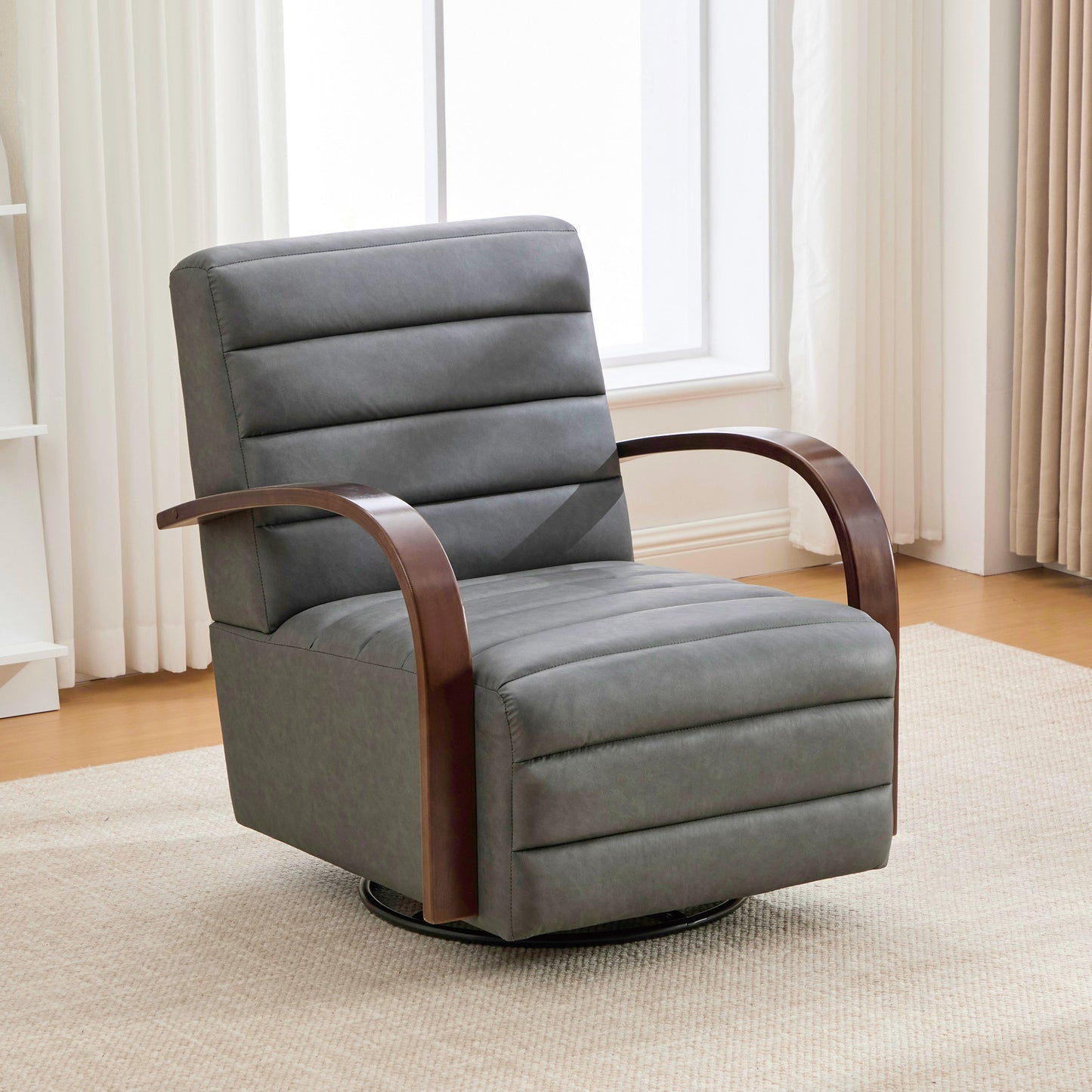 30.7" Modern Upholstered Swivel Accent Chair - Gray