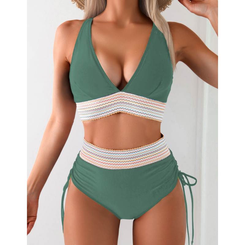 High Waisted Two-Piece Bikini Set with Tummy Control
