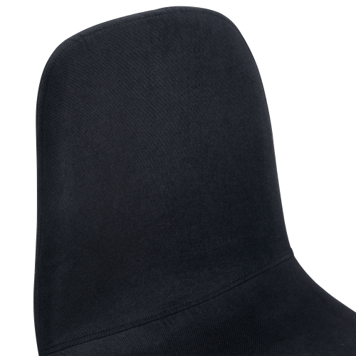 Set of 4 Black Linen-Cotton Dining Chairs with Metal Legs