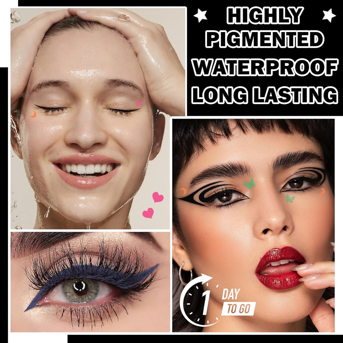 Waterproof Double-Sided Eyeliner Stamp Pen Set - 4 Color Eye Makeup Kit