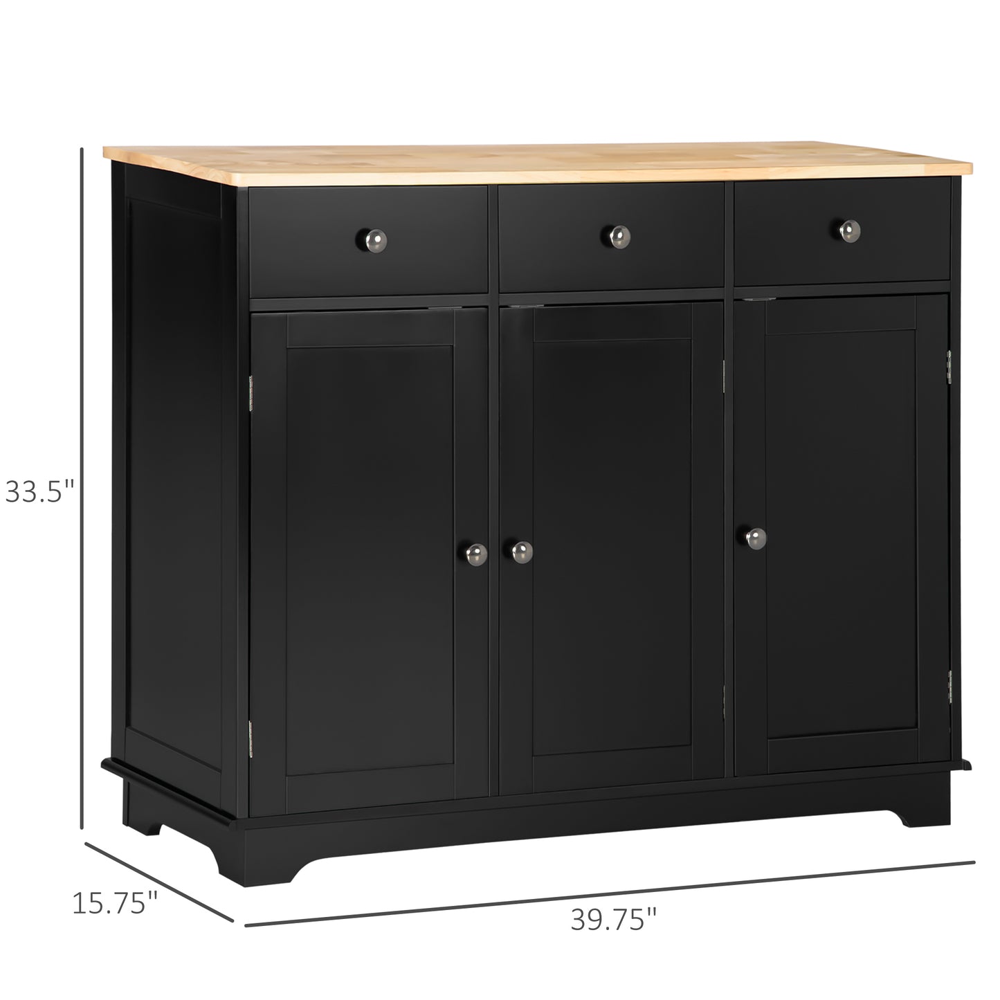 Kitchen Storage Cabinet, Sideboard Floor Cupboard with Solid Wood