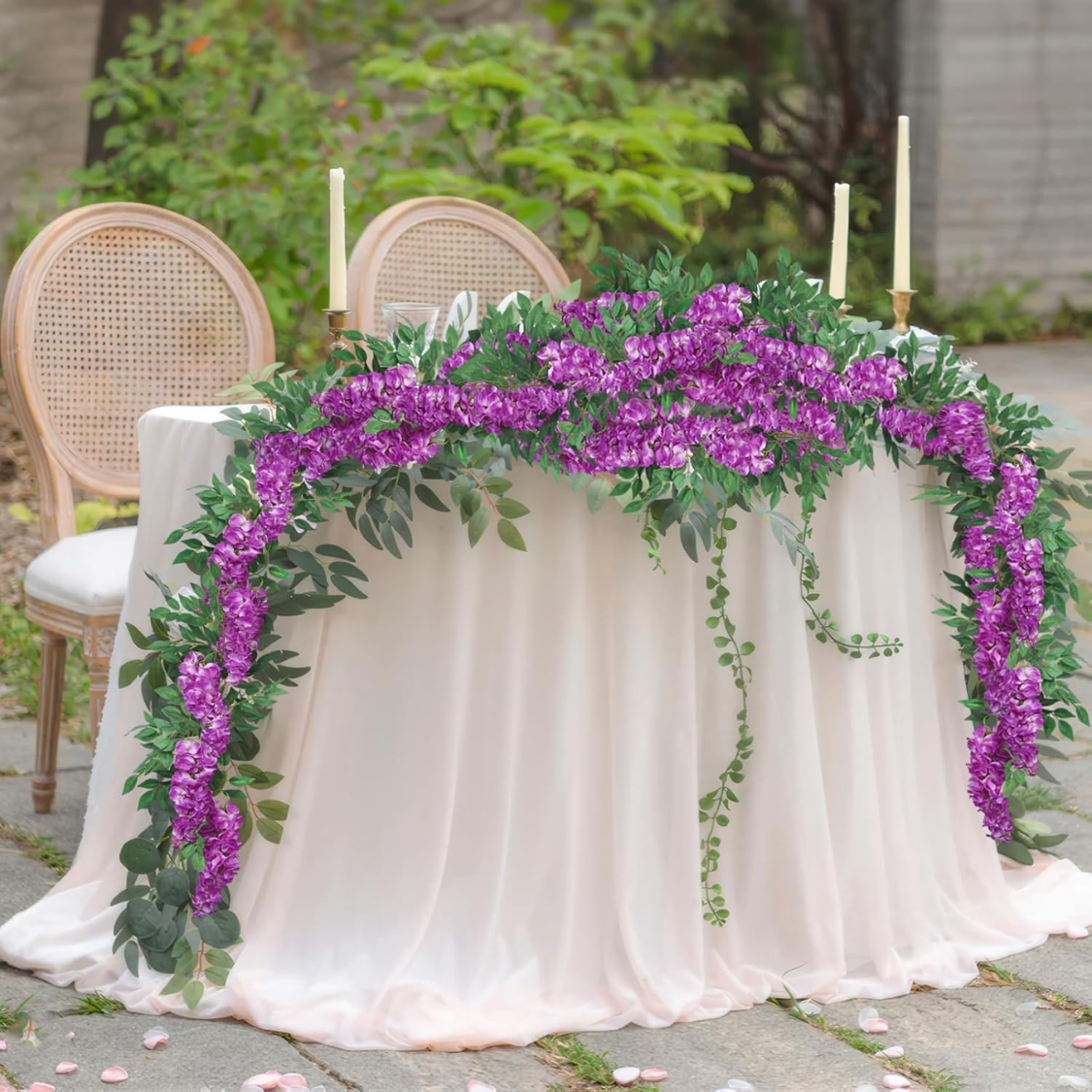 6.56FT Artificial Wisteria Vine Garland - Purplish Silk Flowers