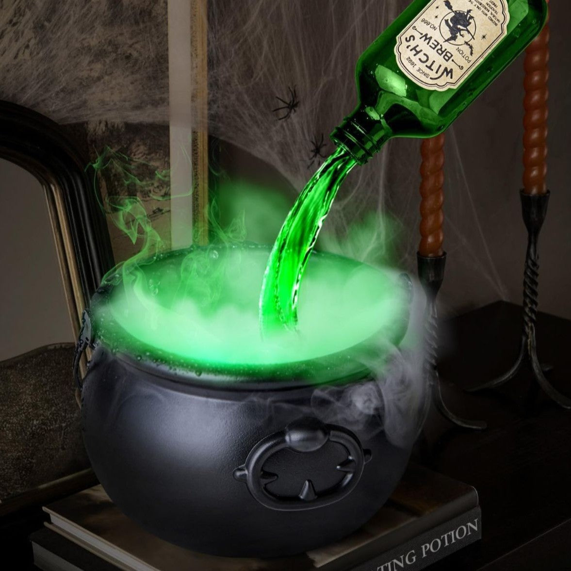 Halloween Magic Floating Bottle & Cauldron Decor Set - Indoor Ghost Props