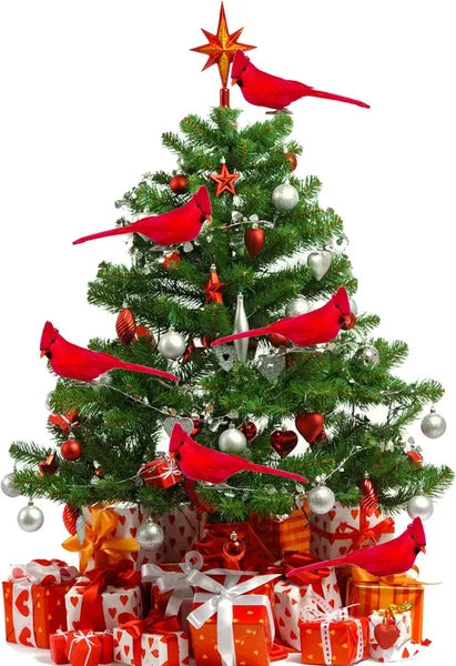 12 Pcs Red Cardinal Birds Clips for Christmas Tree Decor