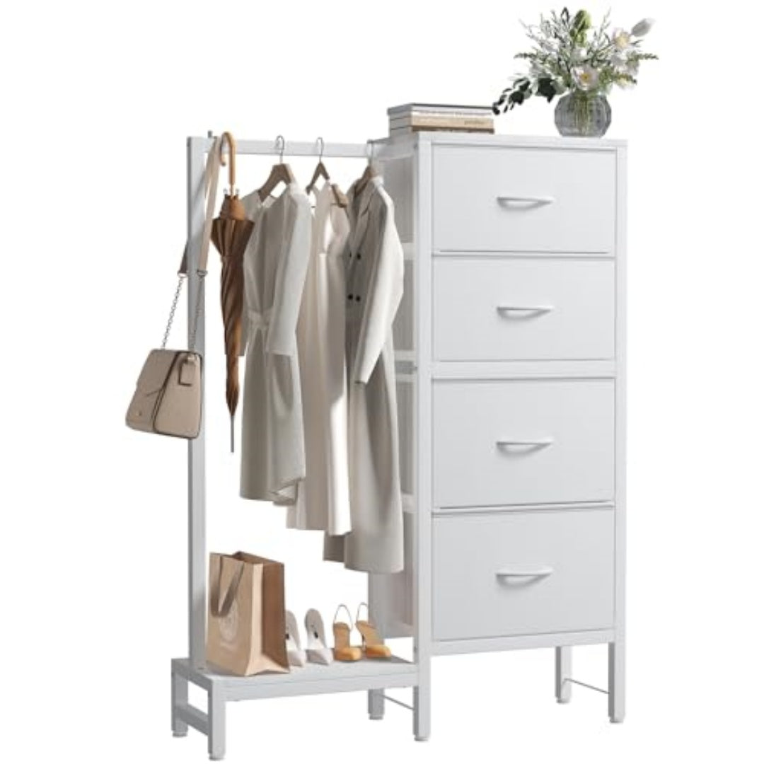 4-in-1 Storage Set with Clothing Rack, Shoe Rack, and Bag Hook