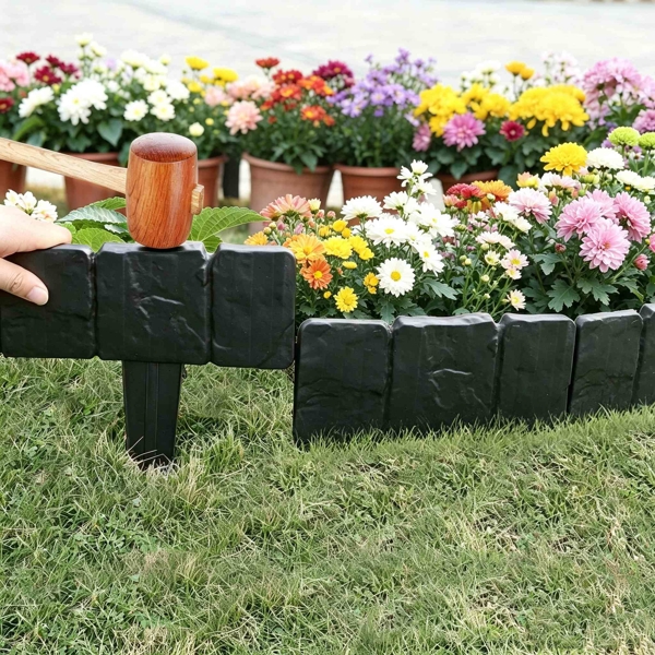 Plastic Lawn Edging Set - Interlocking Garden Border for Flower Beds & Walkways, 20 Pieces, 16ft