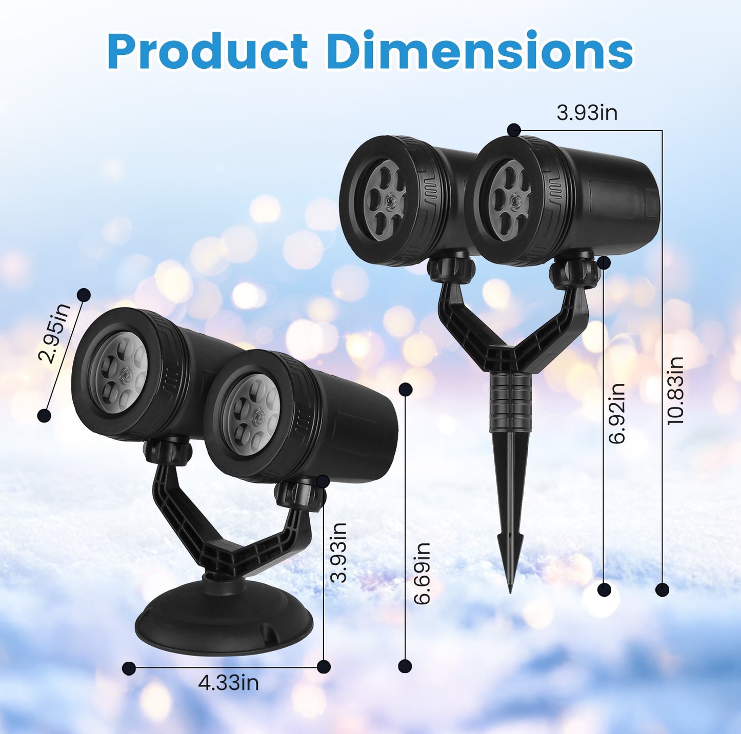 Christmas Snowflake Projector Light Dual Head Waterproof LED Outdoor Decoration