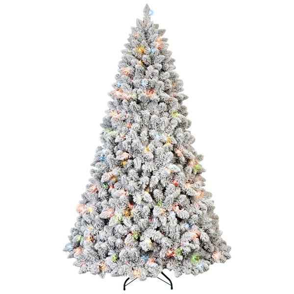 6ft Flocked Christmas Tree with 888 Branch Tips & LED Lights