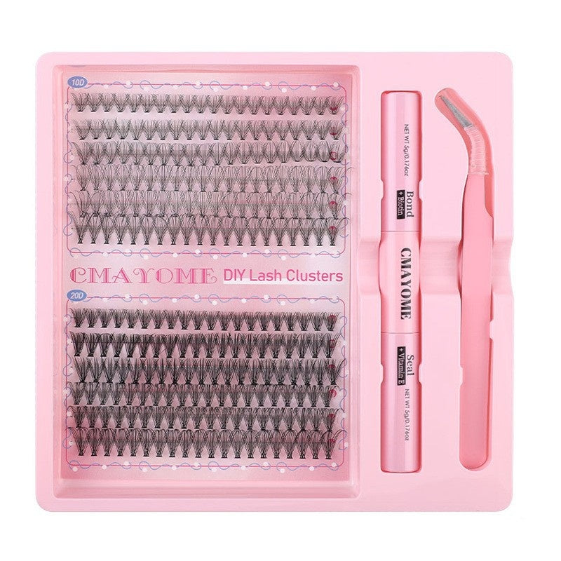 Natural Thick Fake Eyelash Set - DIY Cluster & Split Style for Makeup