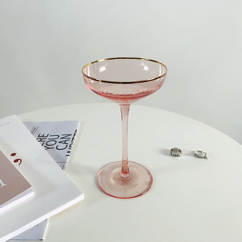 Crystal Cocktail Goblet Pink 150ml Modern Minimalist Drinkware