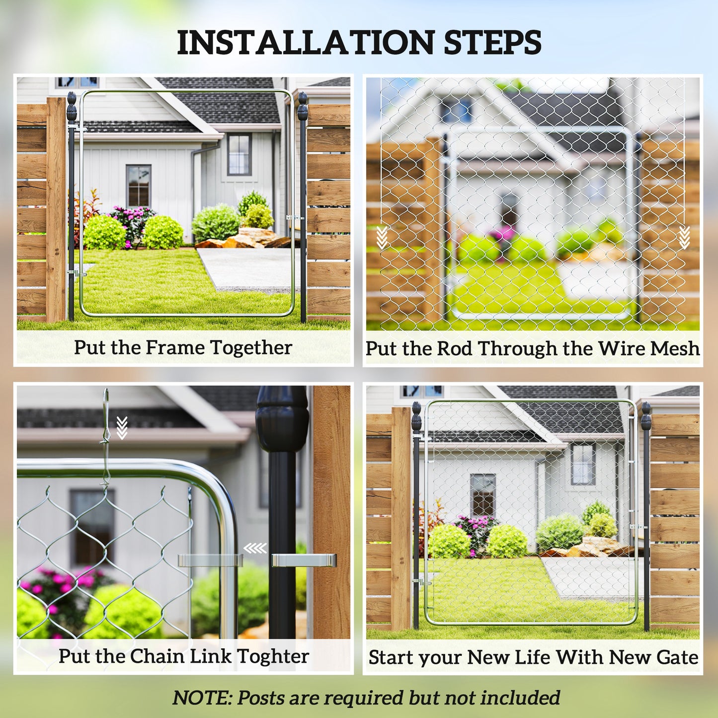 Galvanized Steel Garden Gate - 70.9 x 70.9 in. Silver