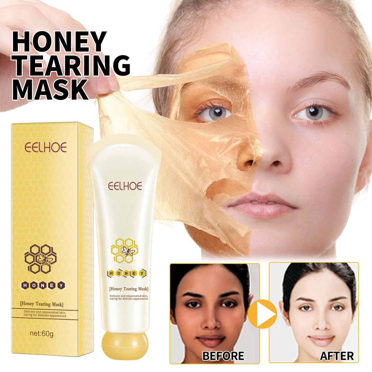 Honey Tearing Mask 60g Nourishing Moisturizing Blackhead Removal Acne Fading