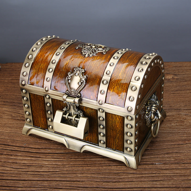 Retro Chinese Style Jewelry Box with Lock - Handcrafted Alloy Storage Chest