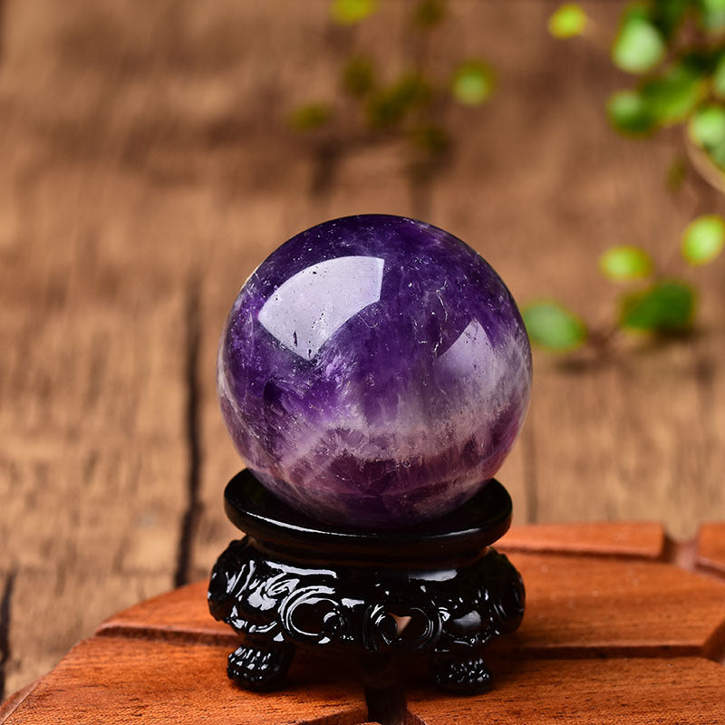 Polished Amethyst Gemstone Crystal Ball - Purple Natural Quartz Decoration