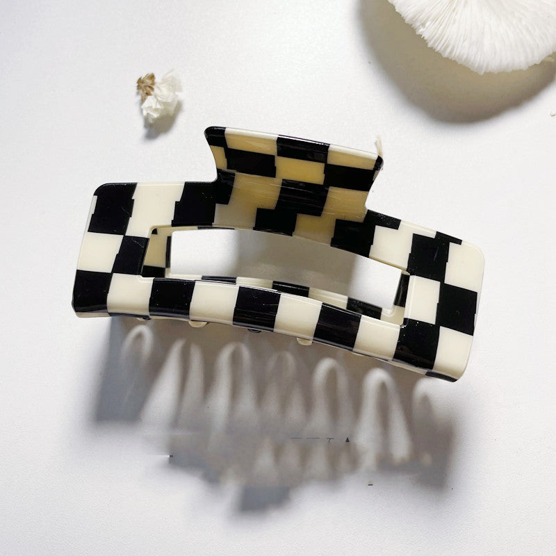 Retro Checkerboard Acetate Hair Clip