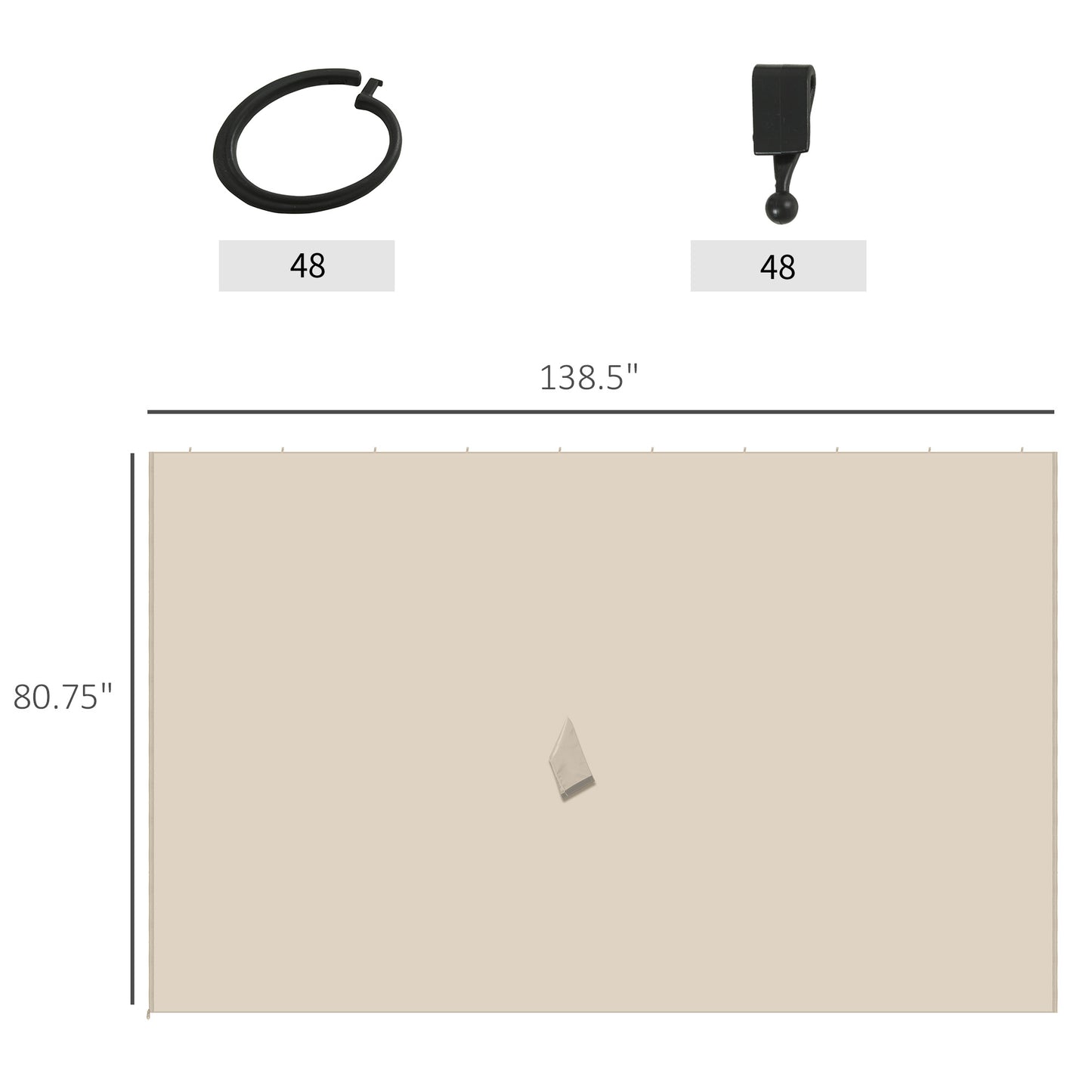 Gazebo Sidewall Set with Hooks and C-Rings - Beige 9.84' x 13.1'