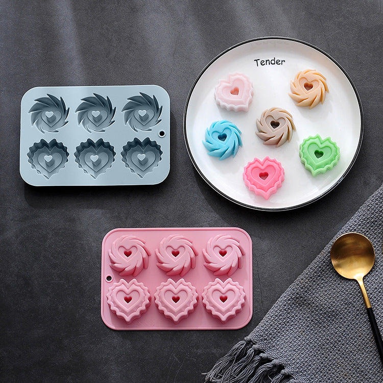 6-Piece Spiral Cake Mold Donut Set Silicone Baking Mold Kitchen Decor