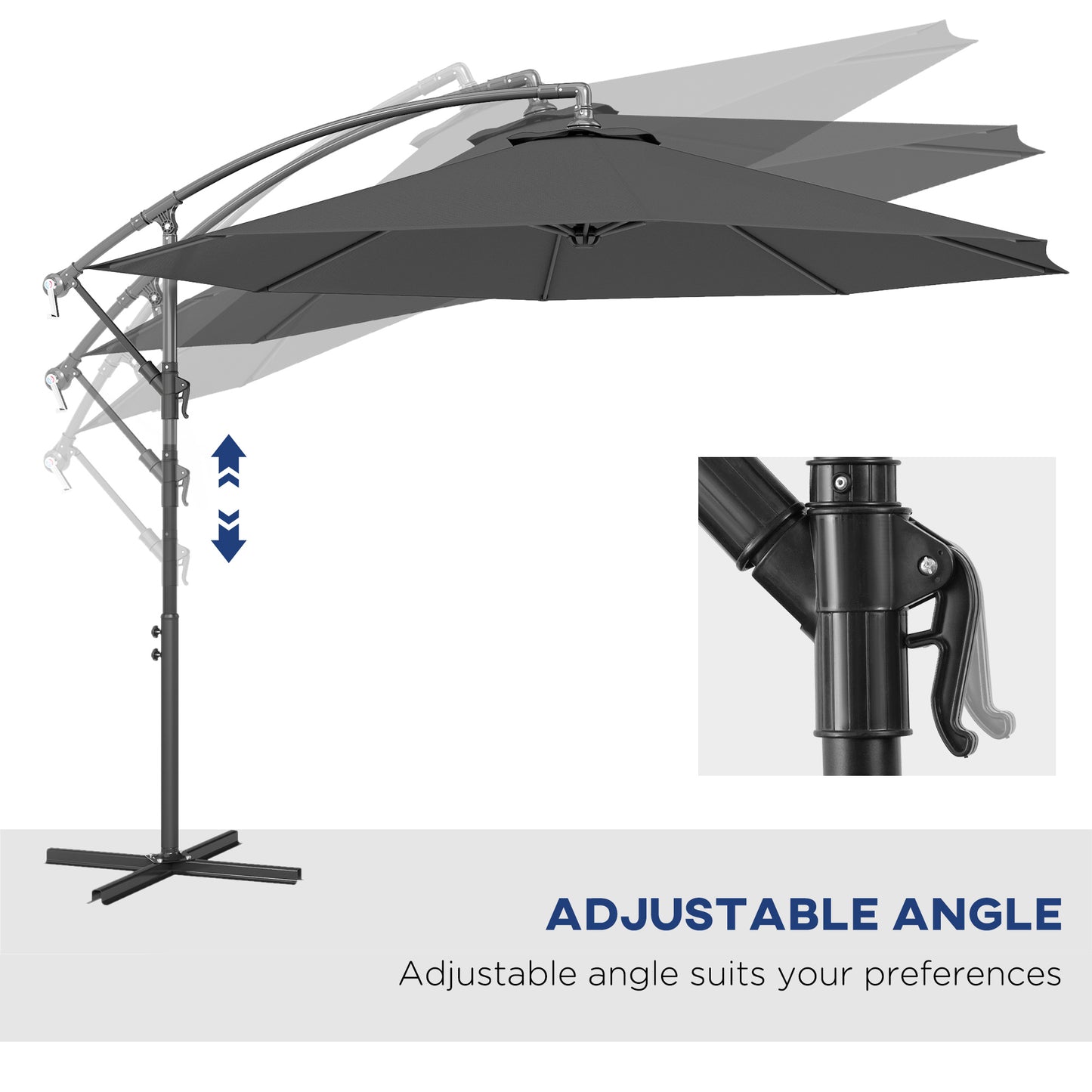 10' Cantilever Offset Patio Umbrella - UV & Water Resistant, Gray