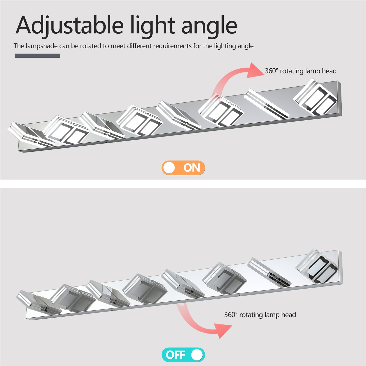 Modern Chrome 8-Light LED Wall Mount Vanity Light Fixture