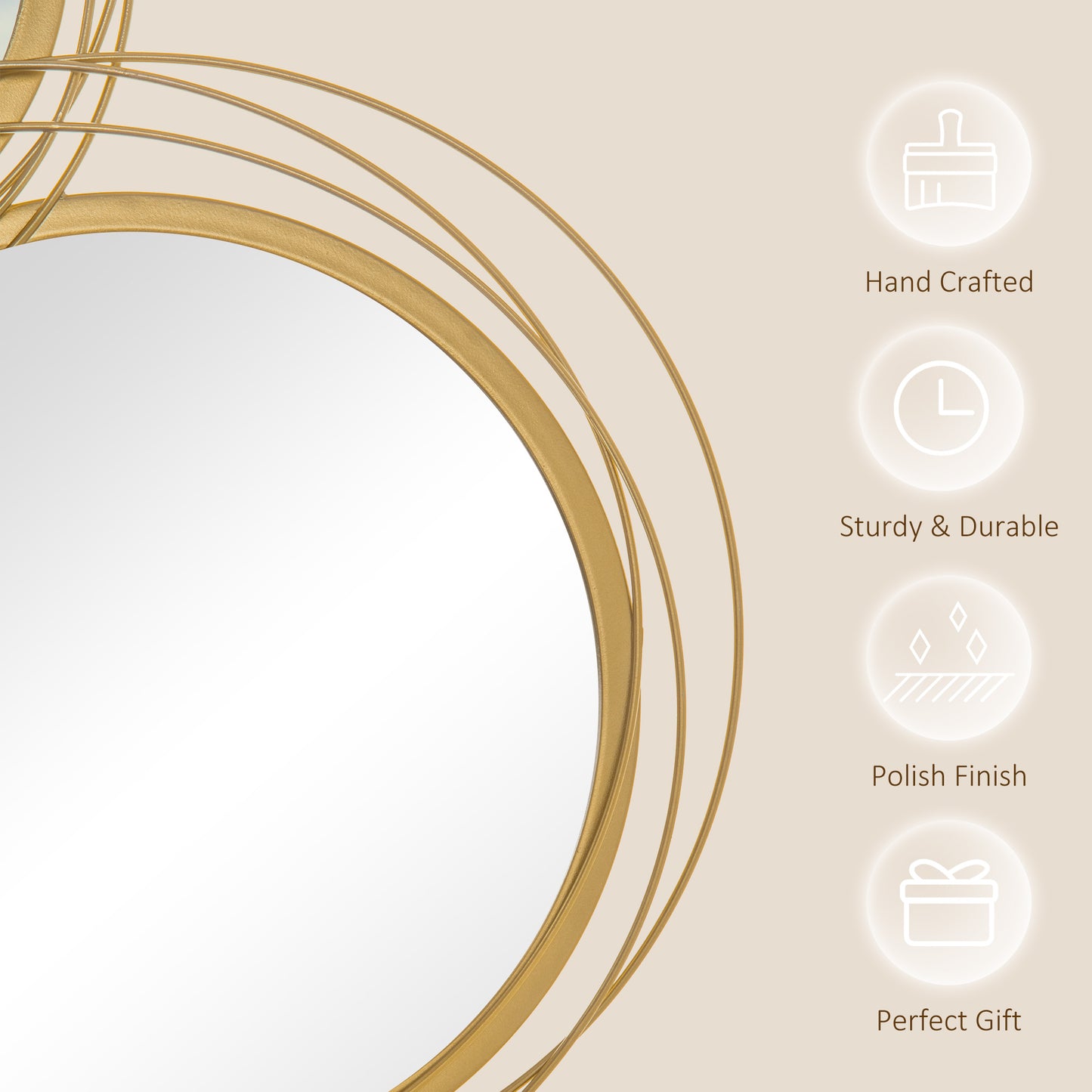 42.25" Round Wall Mirror with Asymmetrical Metal Frame - Gold