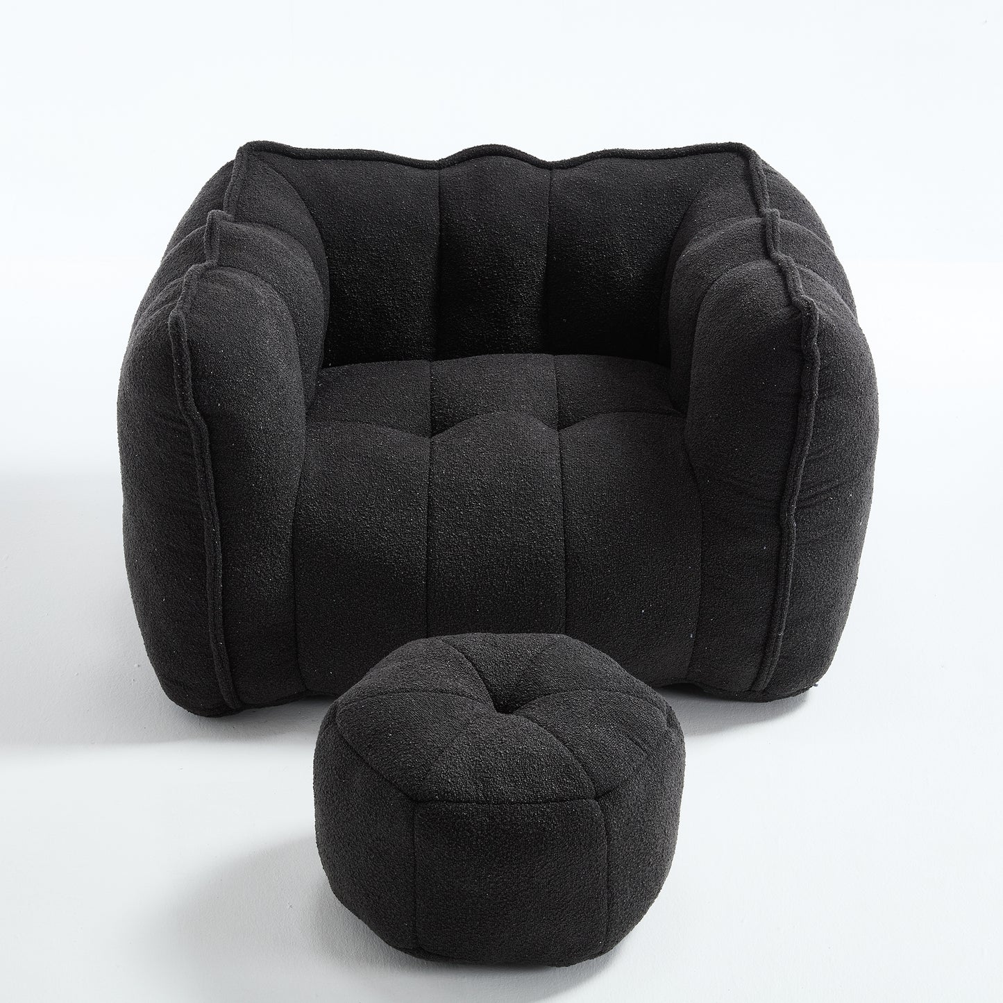Soft Black Bean Bag Chair with High Resilient Foam for Adults
