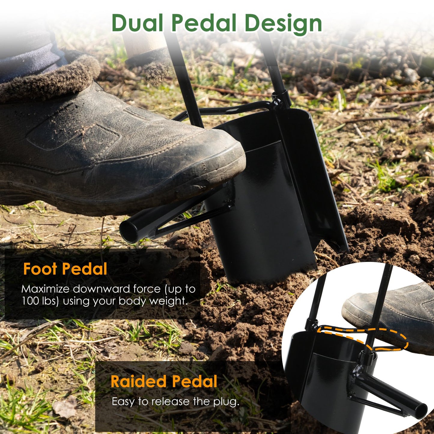 Garden Bulb Planter Tool 5-in-1 Long Handle Gardening Transplanter with Gloves