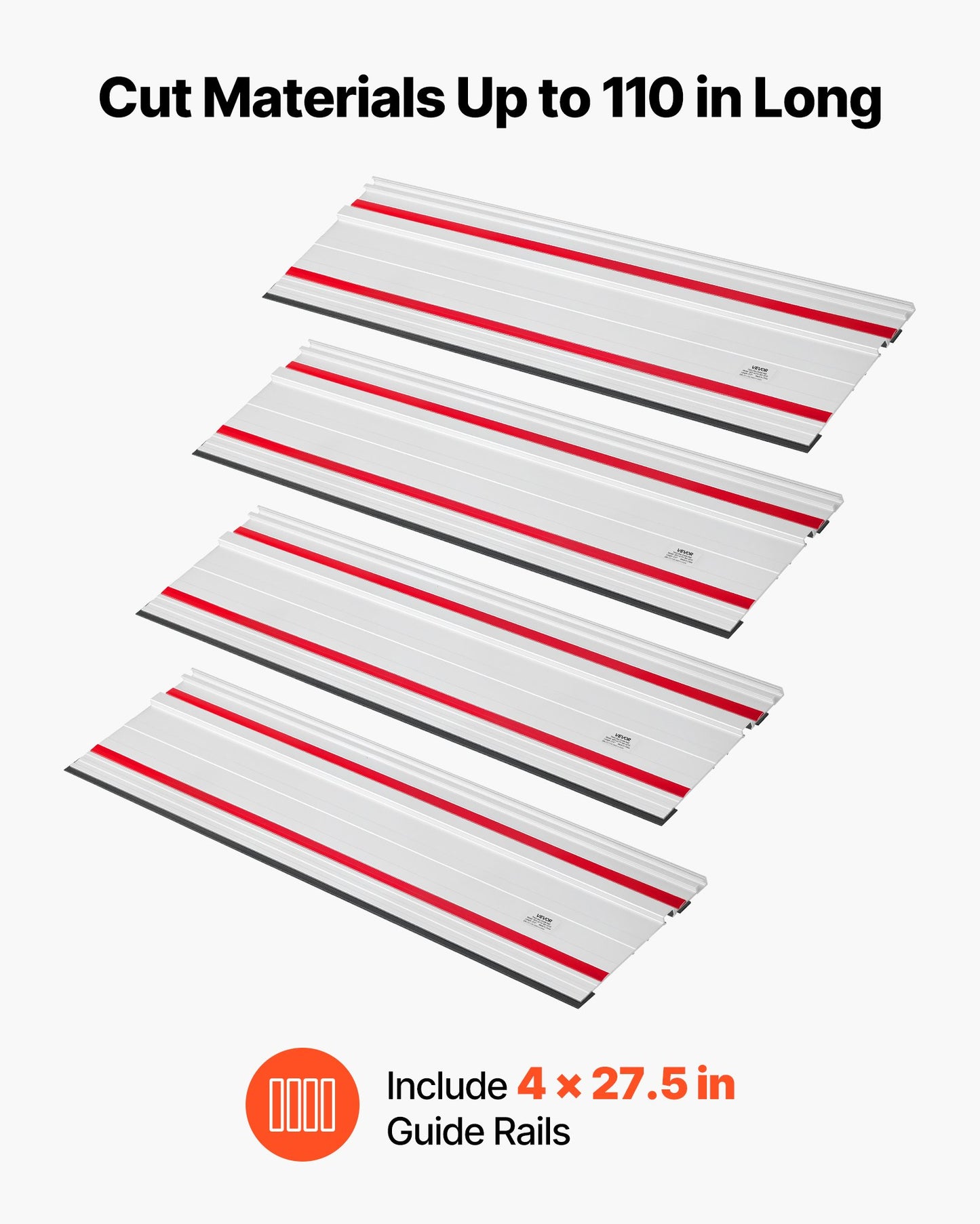 110-Inch Track Saw Guide Rail Set for Precise Woodworking - Compatible with Makita, Festool & WEN