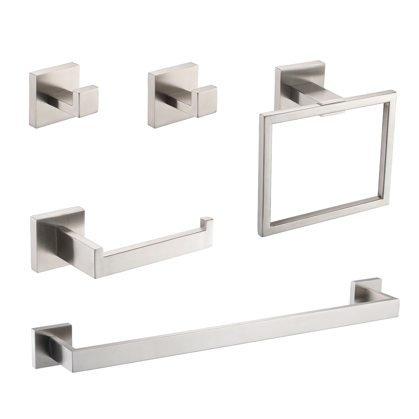 5-Piece Stainless Steel Bathroom Accessory Set - Brushed Nickel