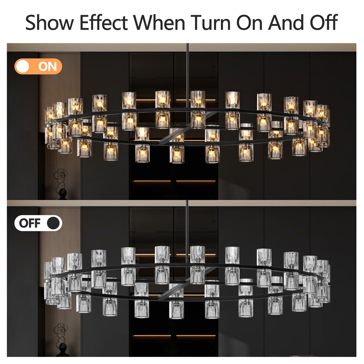 48-Inch Luxury Crystal Chandelier - Modern LED Lighting for Home Decor