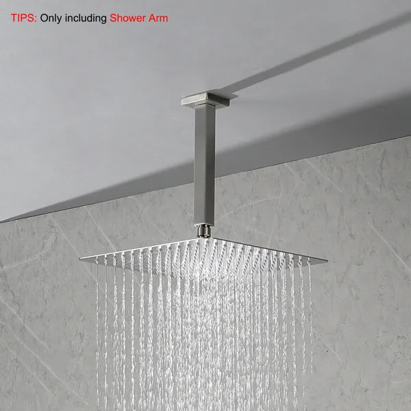 Rain Shower Head Extension Arm - 1/2 NPT Ceiling Mount Stainless Steel