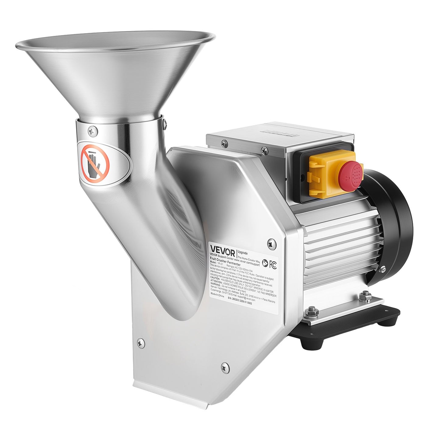 Electric Fruit Crusher 550W, SUS304 Desktop Apple & Juice Press, Grinds Whole Fruits & Vegetables