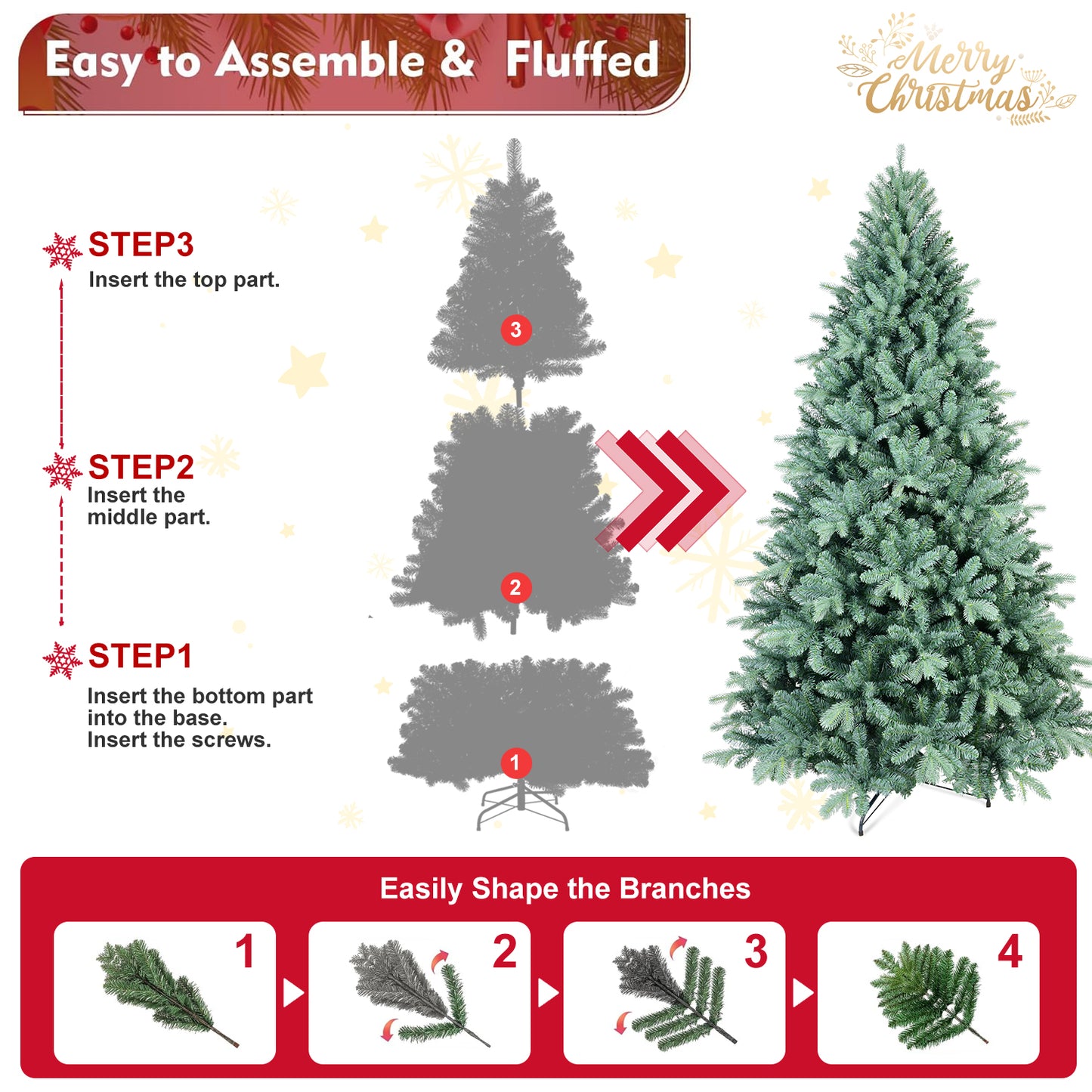 Blue PE/PVC Hybrid Christmas Tree - Multiple Heights Available